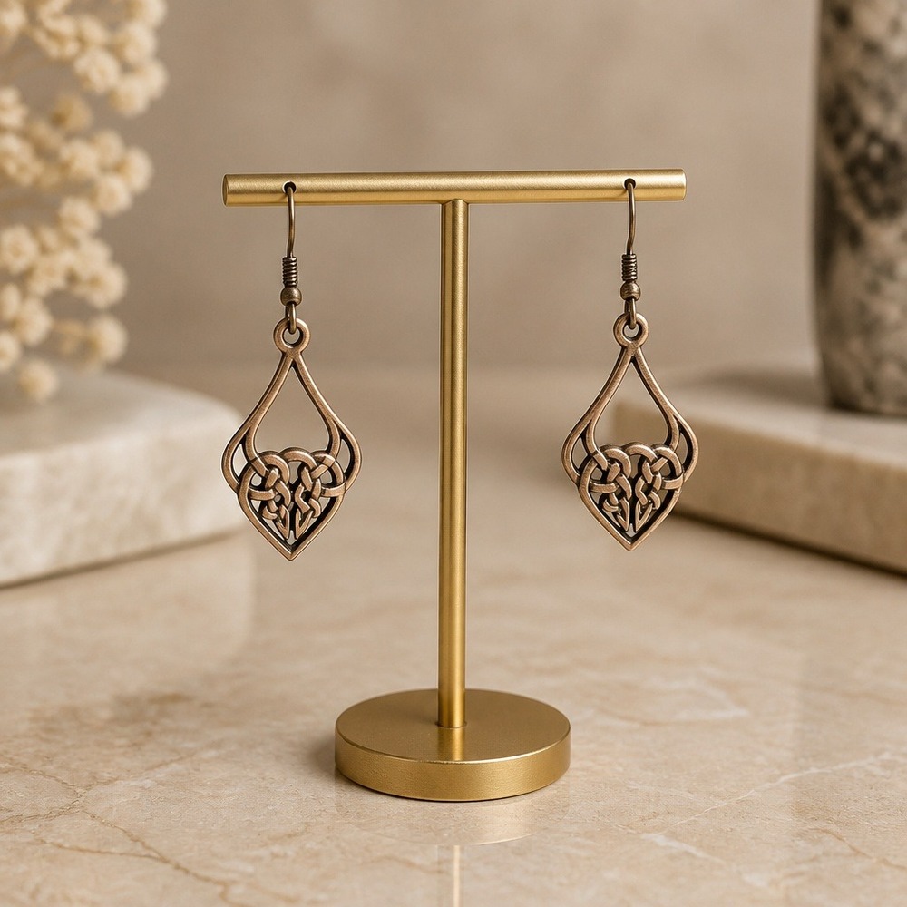 S925 Sterling Silver Celtic Knot Teardrop Hook Earrings‎ Oxidized Finish